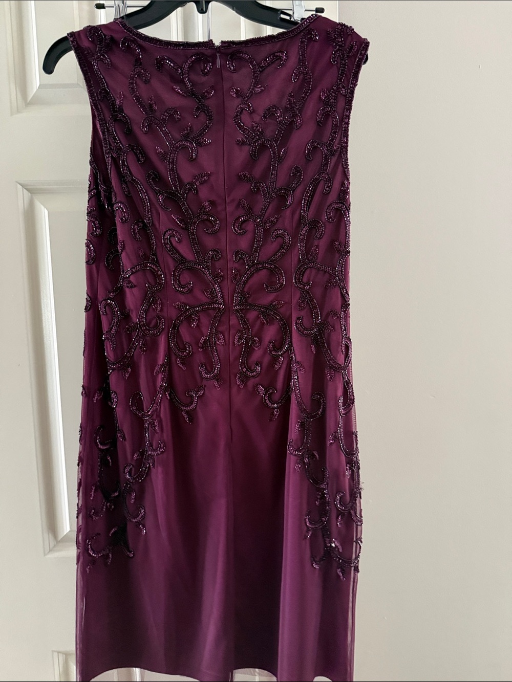 Adrianna Papell Beaded Sleeveless Dress - Plum - Picture 4 of 5